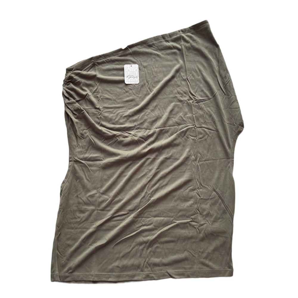 Free People One Shoulder Top Women's L Capulet Olive Green Ruched Asymmetric NWT